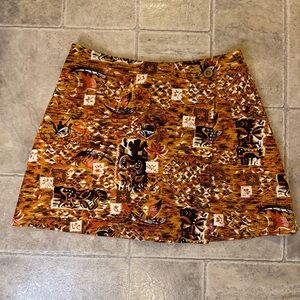 Isaac Mizrahi island tiki print faux wrap skirt shorts size 4 90s tropical skort